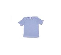 Cosilana Baby Kurzarm-Shirt aus Bio Baumwolle / Bio Wolle / Seide 50/56 Uni Blau Meliert
