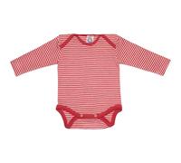 Cosilana Baby Langarm-Body aus Bio Wolle / Seide 62/68 Geringelt Rot