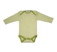 Cosilana Baby Langarm-Body aus Bio Wolle / Seide 74/80 Geringelt Grün
