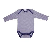 Cosilana Baby Langarm-Body aus Bio Wolle / Seide 74/80 Geringelt Marine