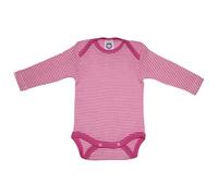 Cosilana Baby Langarm-Body aus Bio Wolle / Seide Größe: 74/80, geringelt pep-pink 74/80