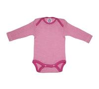 Cosilana Baby Langarm-Body aus Bio Wolle / Seide Größe: 98/104, geringelt pep-pink 98/104
