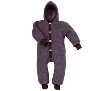 Cosilana Baby Overall mit Kapuze aus Bio Wolle / Bio Baumwolle 74/80 Lila-Melange