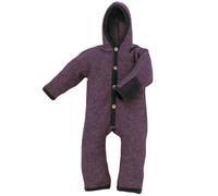 Cosilana Baby Overall mit Kapuze und Kratzschutz aus Bio Wolle / Bio Baumwolle Größe: 62/68, lila-melange 62/68