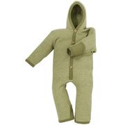 Cosilana Baby Overall mit Kapuze und Kratzschutz aus Bio Wolle / Bio Baumwolle 74/80 Lindgrün-Melange