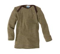 Cosilana Baby Schlupfhemd Langarm Baumwolle-Wolle-Seide grün-braun-geringelt Gr.74/80