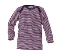 Cosilana Baby Schlupfhemd Langarm Baumwolle-Wolle-Seide rosa-pflaume-geringelt Gr.98/104