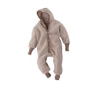 Cosilana Baby und Kinder Kapuzenoverall Wolle-Baumwolle Fleece latte macchiat Gr.74/80