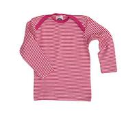 Cosilana Baby Langarm-Shirt aus Bio Wolle / Seide Größe: 74/80, geringelt pep-pink 74/80