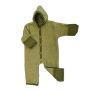 Cosilana Baby Overall mit Kapuze und Kratzschutz aus Bio Wolle / Bio Baumwolle Größe: 62/68, lindgrün-melange 62/68