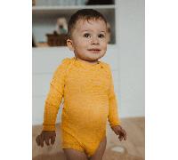 Cosilana Kinder Body aus Merinowolle, Baumwolle und Seide mit langem Arm, gelb melange Größe: 86/92