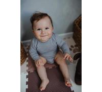 Cosilana Kinder-Body aus Merinowolle, Baumwolle und Seide mit langen Ärmeln, graumeliert Größe: 50/56