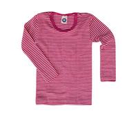 Cosilana, Kinder Unterhemd Langarm, 70% Wolle (kbT), 30% Seide (PEP-pink Geringelt, Gr. 116)