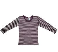 Cosilana, Kinder Unterhemd Langarm, 70% Wolle (kbT), 30% Seide (Pflaume Geringelt, 92)