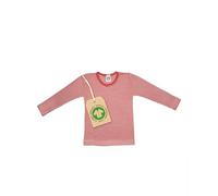 Cosilana, Kinder Unterhemd Langarm, 70% Wolle (kbT), 30% Seide (Rot Geringelt, 104)