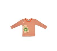 Cosilana, Kinder Unterhemd Langarm, 70% Wolle (kbT), 30% Seide (Safran-Orange Geringelt, 116)