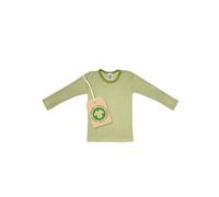 Cosilana Kinder Unterhemd Langarm – 70% Wolle (kbT), 30% Seide – grün-geringelt Gr.116