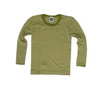 Cosilana Kinder Unterhemd Langarm Wolle Seide grün-geringelt Gr.116