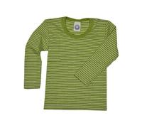 Cosilana Kinder Unterhemd Langarm kbT Wolle Seide Gruen/Geringelt 92