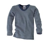 Cosilana Kinder Unterhemd Langarm 70% Wolle (kbT) 30% Seide blau-geringelt Gr.128