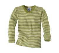 Cosilana Kinder Unterhemd Langarm Wolle Seide grün-geringelt Gr.128