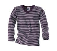 Cosilana Kinder Unterhemd Langarm Wolle Seide lila-geringelt Gr.128