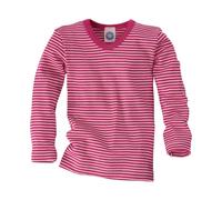 Cosilana Kinder-Unterhemd Langarm Wolle/Seide pink-geringelt Gr. 116