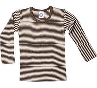 Cosilana Kinder Unterhemd Langarm Wolle Seide braun-geringelt Gr.104