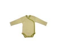 Cosilana Langarm Baby-Wickelbody aus Bio Wolle / Seide Größe: 62/68, geringelt grün 62/68