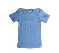 Cosilana Baby Kurzarm-Shirt aus Bio Baumwolle / Bio Wolle / Seide Größe: 50/56, uni blau meliert 50/56