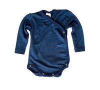 Cosilana Langarm Baby-Wickelbody aus Bio Wolle / Seide Größe: 62/68, uni marine 62/68