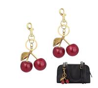 Cosmeria 2 Stück Kirsch-Schlüsselanhänger, Modischer Taschen- oder Schlüssel-Accessoire, Personalisierter Bag Charm, Geschenk für Frauen