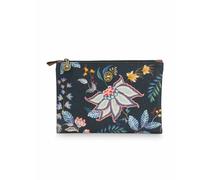 Cosmetic Flat Pouch Medium Flower Festival Dark Blue 24x15.5x1cm