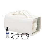 Cosmetic Travel Bag with Removable Compartments | PU Leather Makeup Brush Holder & Toiletry Organizer | Clear Multi-Compartment Travel Bag for Lipstick, Lip Gloss & Cosmetics, weiß, riferimento