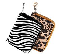 COSMEVIVI Damen Kleiner Geldbörse Pu Leder Leopard Muster 2 Stück Kartenhalter Mit Reißverschluss Tragbarer Kleiner Beutel Für Alltag Und Party