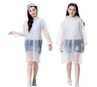 Cosowe Regenponchos Regenmäntel für Kinder, 2 Packs Regenjacken Wiederverwendbar mit Kapuze für Jungen Mädchen Disney Wandern Camping Outdoor, 2 Weiß