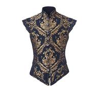 CosplayDiy Tudor-Weste, viktorianischer Anzug, Weste, für Herren, Gothic, Steampunk-Weste, Blau, X-Large