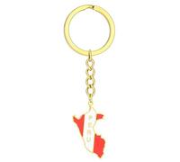 COSSIKA Modischer Schlüsselanhänger, Peru-Karte, Flagge, Schlüsselanhänger für Männer und Frauen, Titanstahl-Anhänger, Schlüsselanhänger, Geschenk, Vintage-Schmuck, Amulett-Zubehör