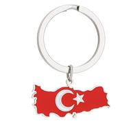 COSSIKA Modischer Schlüsselanhänger, stilvoller Türkiye-Karten-Schlüsselanhänger, Edelstahl, türkische Flagge, perfektes Souvenir für Reisende und Kulturbegeisterte