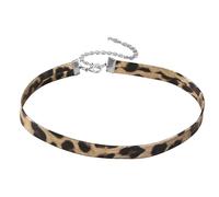 Cosswe Boho Leder Choker Halskette Vintage Leopard Druck Halskette Braun Halskette Einstellbar Dünne Leder Halsband Halskette Schmuck Für Frauen