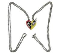 Costumeteers Klassisches Dead-pool Wolverine Best Friends Halskette mit halbem Anhänger, Rot und Gelb, Zink, Kein Edelstein