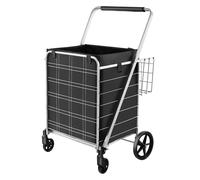 Costway Einkaufstrolley Klappbar 150 kg mit 2 Körben & Tasche Silber