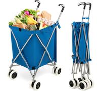 Costway Faltbarer Einkaufstrolley mit Rädern, Kapazität 90 L/55 kg