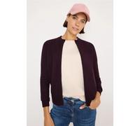 Cardigan CECIL, Damen, Gr. XL (44), eggplant rot melange, Strick, Obermaterial: 37% Baumwolle, 34% Polyacryl, 26% Polyester, 3% Elasthan, meliert, regular fit normal, Rundhals, Rippbündchen, Strickjac