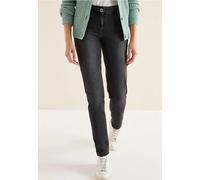 Comfort-fit-Jeans CECIL, Damen, Gr. 36, Länge 30, grau (dunkelgrau washed), Jeans, 65% Baumwolle, 33% Polyester, 2% Elasthan, unifarben, lang, Jeans, Middle Waist (70209652-36) dunkelgrau washed