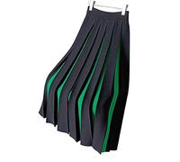 COTCLO Langer Rock Damen Midi Strickrock für Frauen Mixed Color Plissee Lange Röcke Damen Hohe Taille Rock, grün, 48