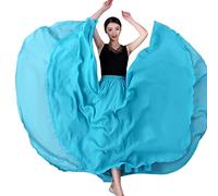 COTCLO Langer Rock Damen Tanzrock Plissee Langer Rock Sommer Einfarbig Hohe Taille Chiffon Langer Rock Großer Swing Rock, hellblau, 36