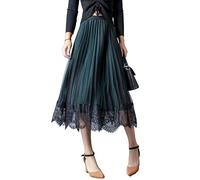 COTCLO Langer Rock Gaze Damen Rock Sommer Elegant Lose Midi Hohe Taille Röcke Frauen Blumenröcke, grün, 40