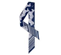 COtheSumay Schal aus 100 % Maulbeerseide für Handtaschen, Taschen und Geldbörsen, 1 Stück, 5,1 x 88,9 cm, Haarband, schmaler Halstücher für Damen, Zebra-Marineblau, 2"x35.5" (90cmX5cm)