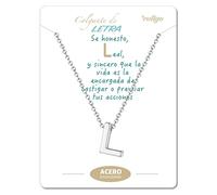 cotigo Initialen-Halskette aus Edelstahl, kleinem Buchstaben-A-Z-Anhänger - Schmuckgeschenk für Mutter, Geburtstag, Freundin oder Freunde, Farbe Silber und Golden (L-Silberne)